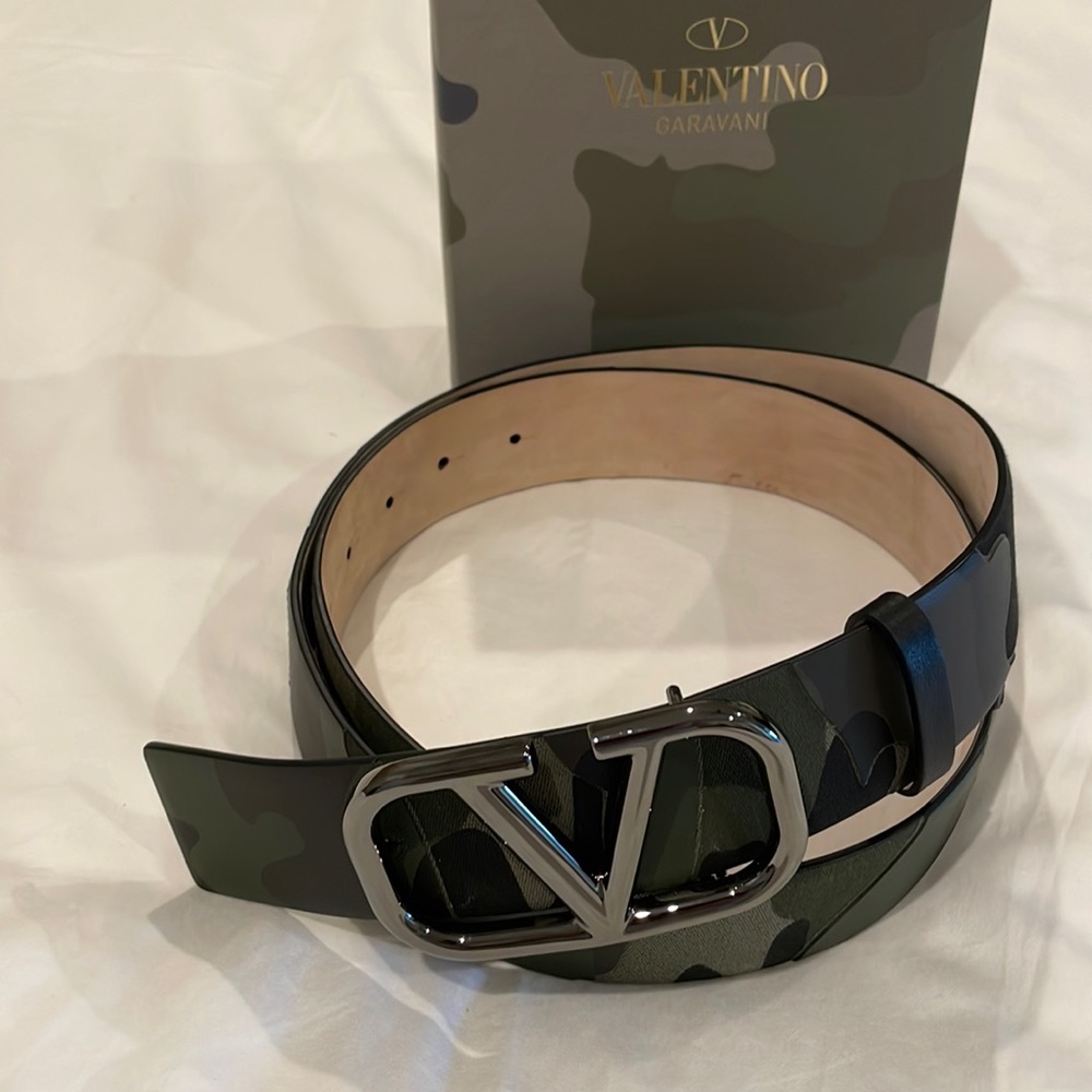 Valentino Garavani Men Belt 100cm Camo Green
